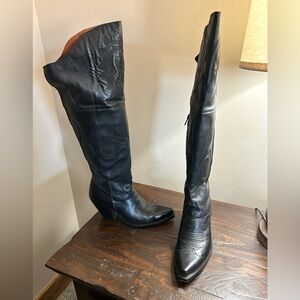 Dan Post “Jillted” Black Leather Knee-High Boots